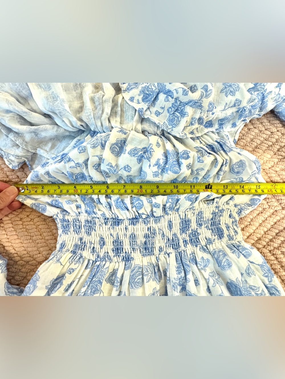Mable x Anthropologie Rose Garden Tiered Ruffle Maxi/Midi Dress Blue Floral S - Picture 7 of 12